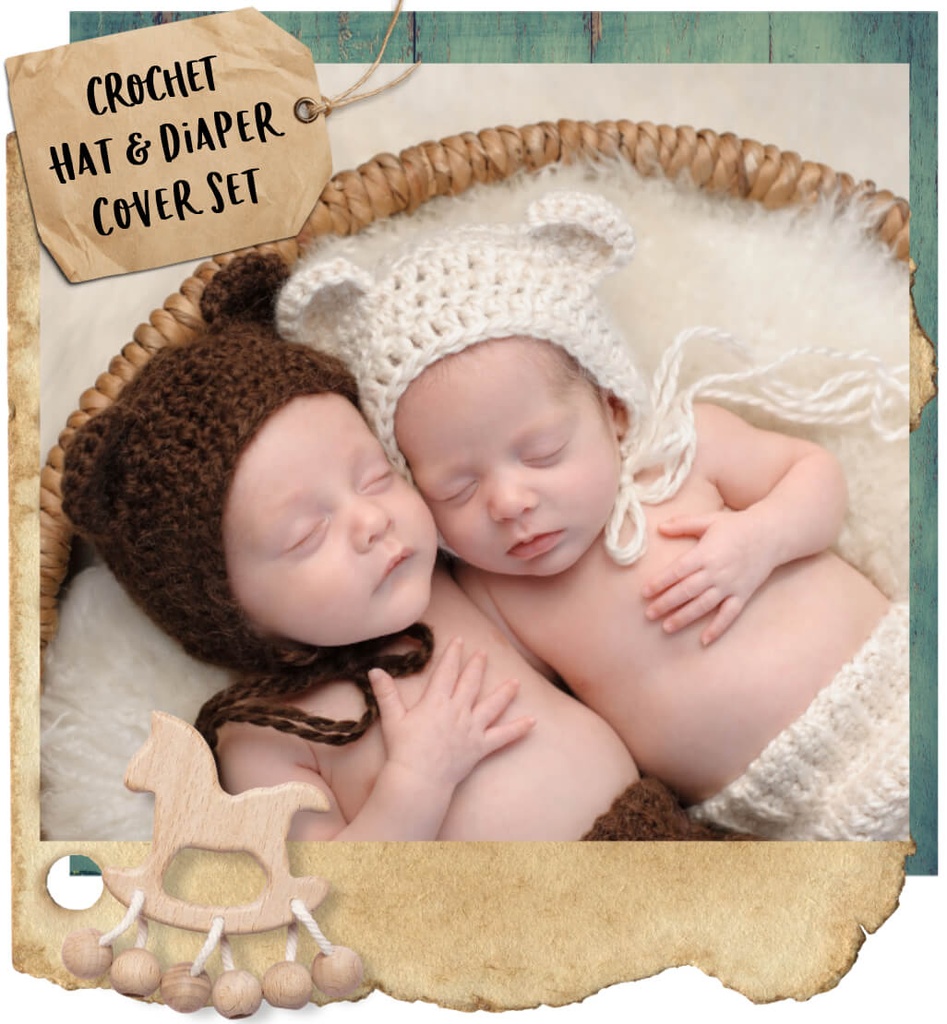 [8198] crocheted hat & diaper set