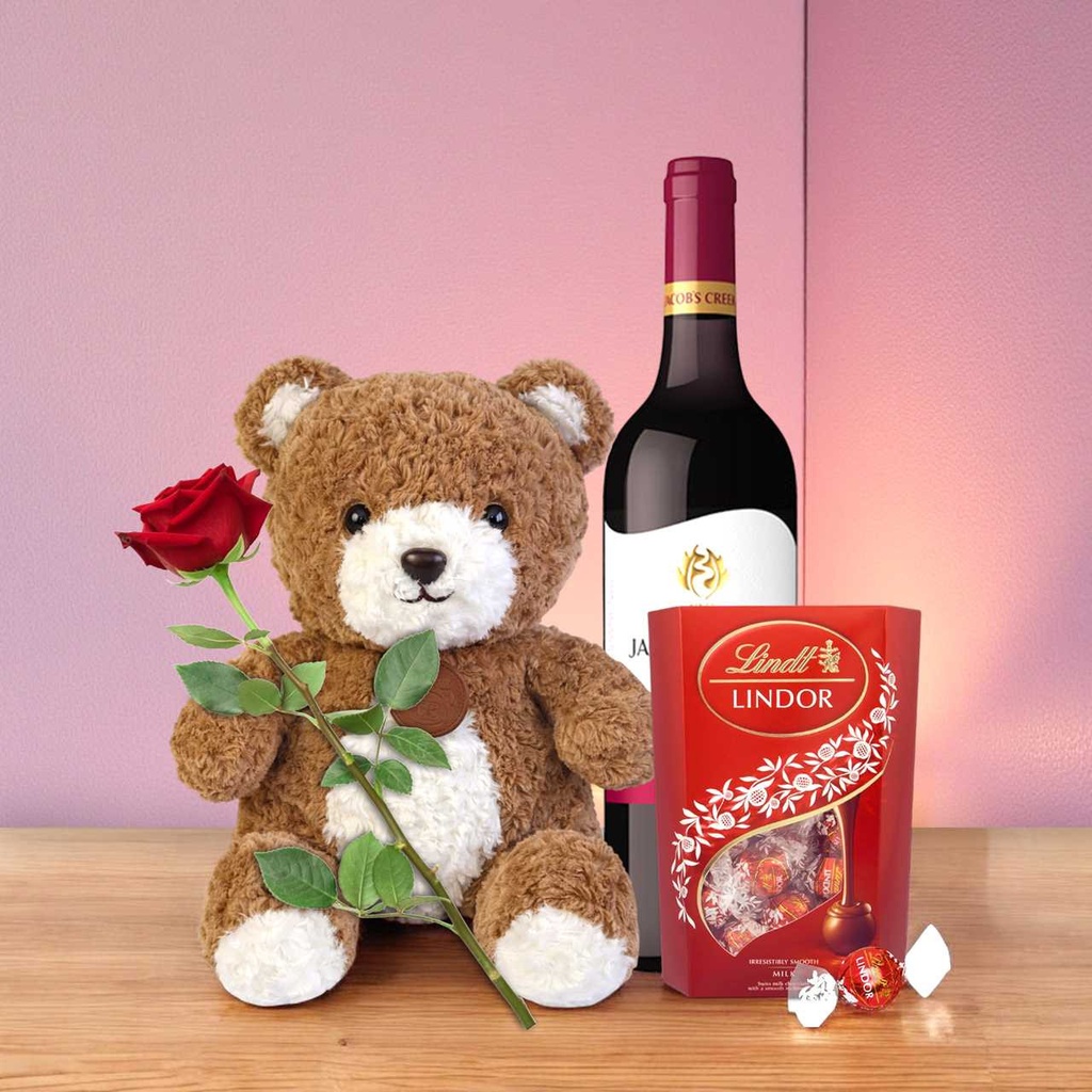 Wine and Teddy Bear Set